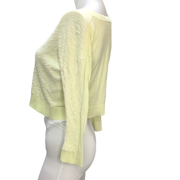 Derek Lam 10 Crosby Yellow Knit Textured Crewneck Sweatshirt Petite - Picture 2 of 7